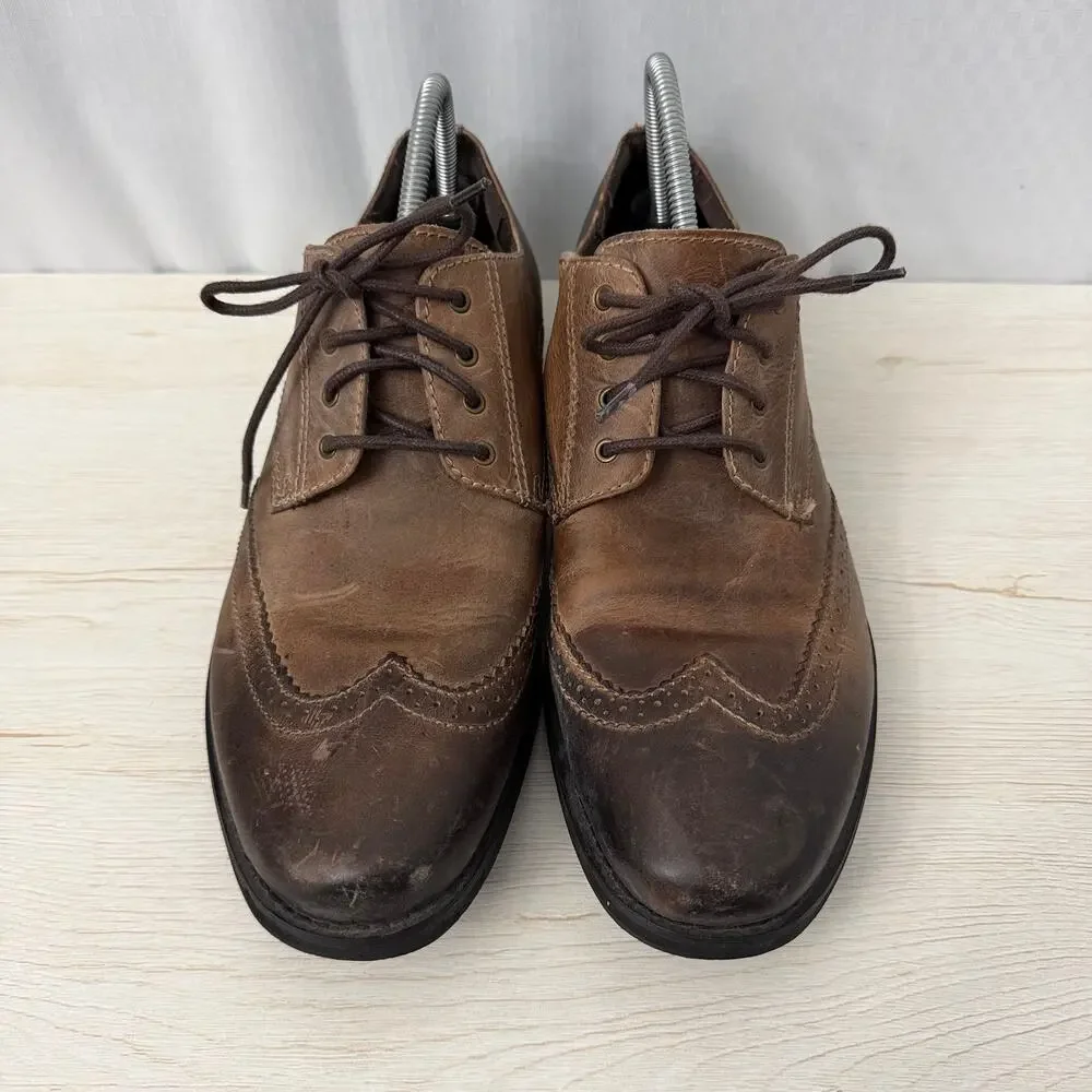 Bed Stu Shoes Mens Size 10.5 Wingtip Oxford Dress Brown Leather Distressed